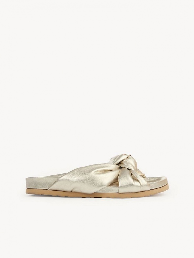 Tenis Planos Chloe Spender Chanclas Dorados | CHE-SR14810