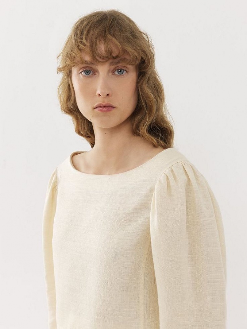 Tops Chloe Balloon-sleeve Blancos | CHE-SR13883