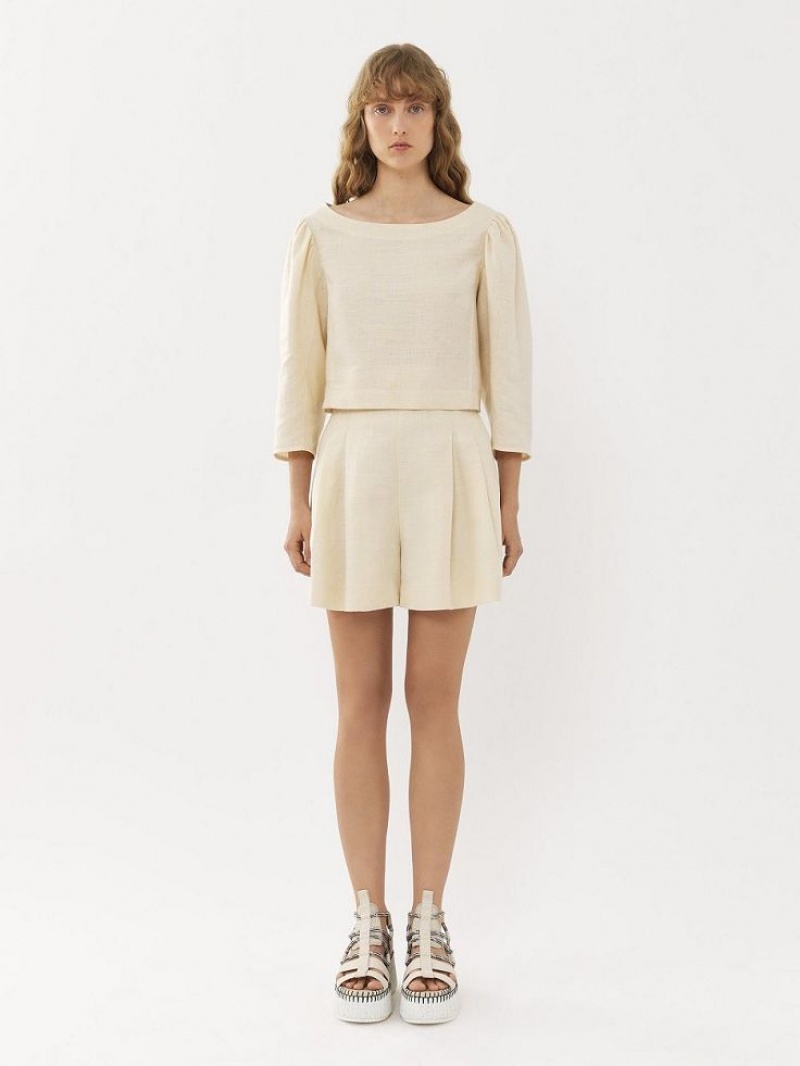 Tops Chloe Balloon-sleeve Blancos | CHE-SR13883