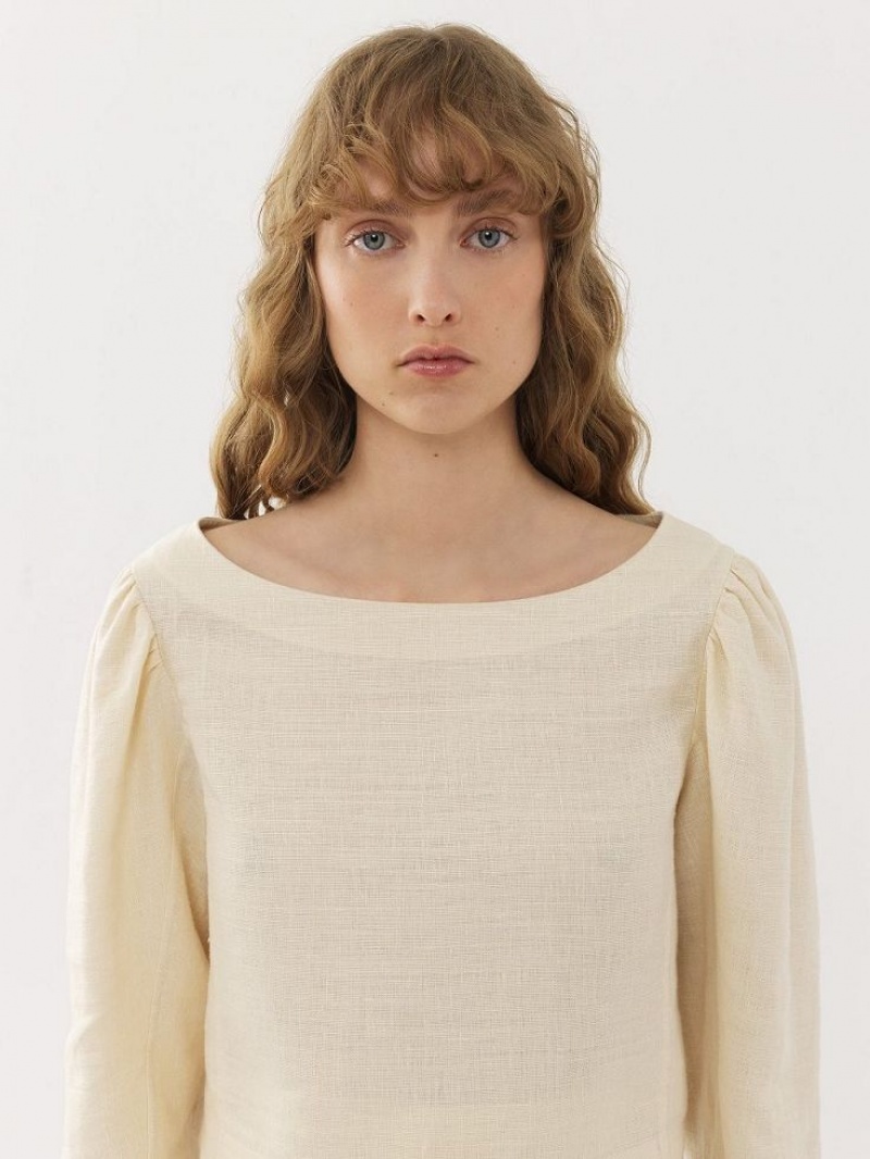 Tops Chloe Balloon-sleeve Blancos | CHE-SR13883