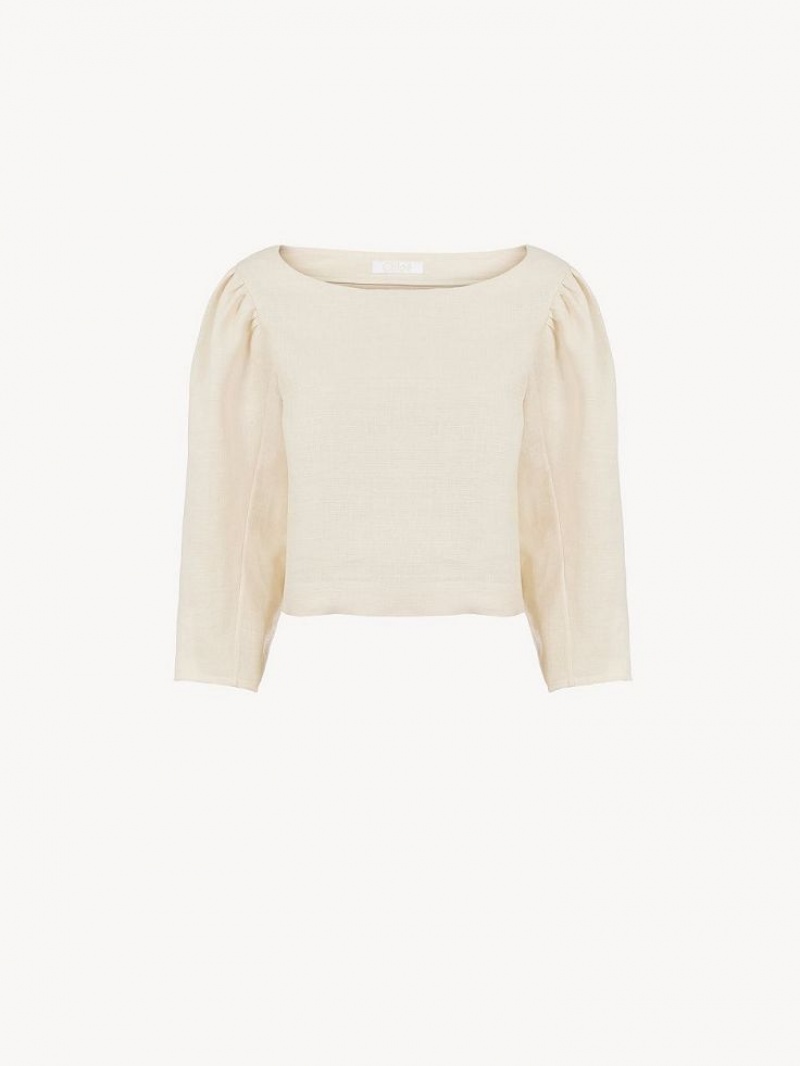 Tops Chloe Balloon-sleeve Blancos | CHE-SR13883