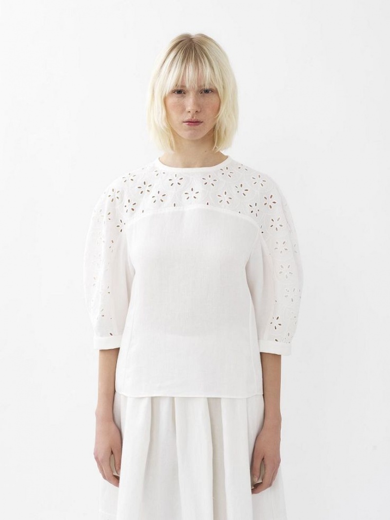 Tops Chloe Balloon-sleeve Blancos | CHE-SR13906