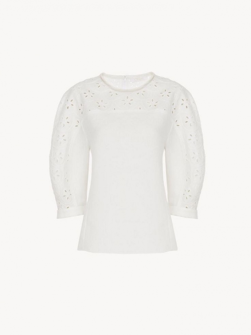 Tops Chloe Balloon-sleeve Blancos | CHE-SR13906