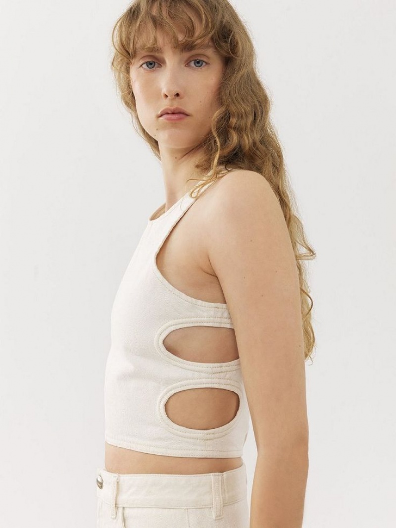 Tops Chloe Cropped Blancos | CHE-SR13880