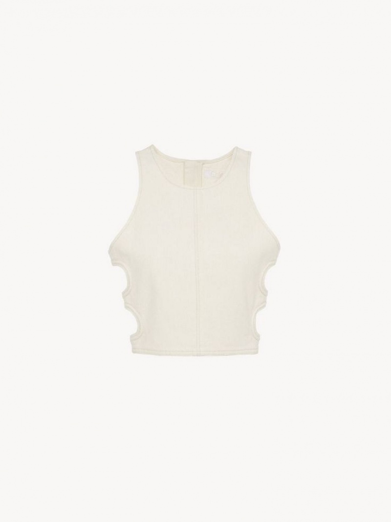 Tops Chloe Cropped Blancos | CHE-SR13880