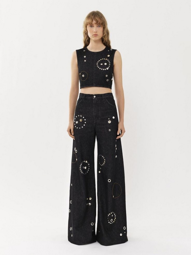 Tops Chloe Cropped Negros | CHE-SR13884
