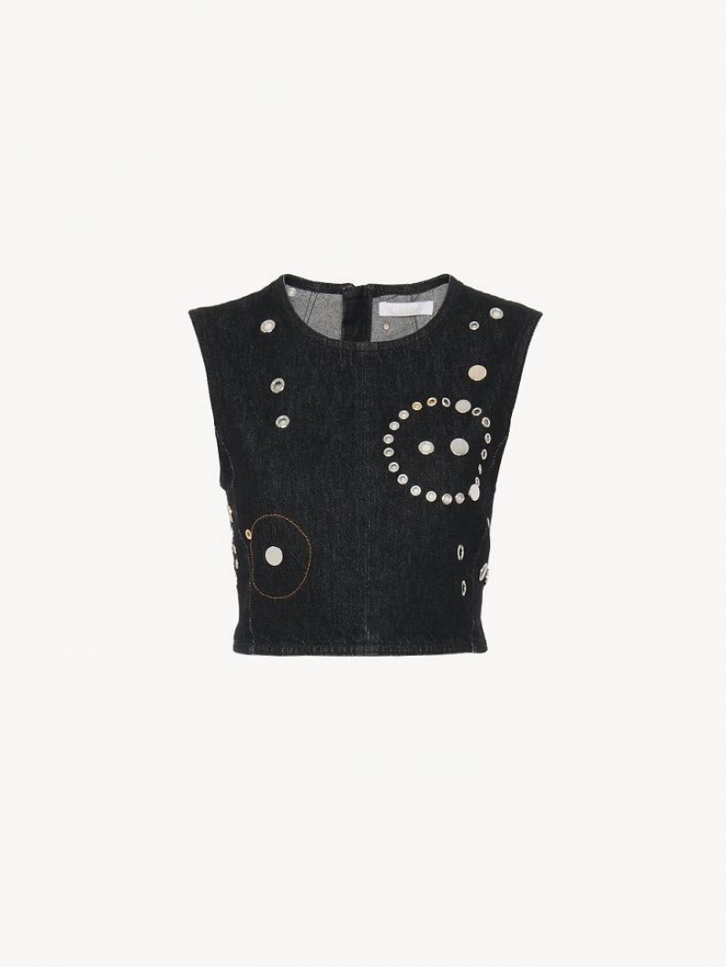 Tops Chloe Cropped Negros | CHE-SR13884