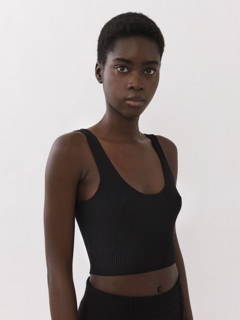 Tops Chloe Cropped Tank Negros | CHE-SR13871