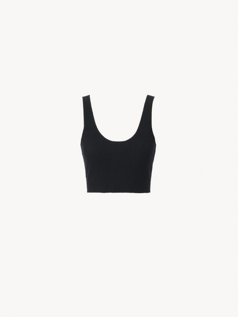 Tops Chloe Cropped Tank Negros | CHE-SR13871