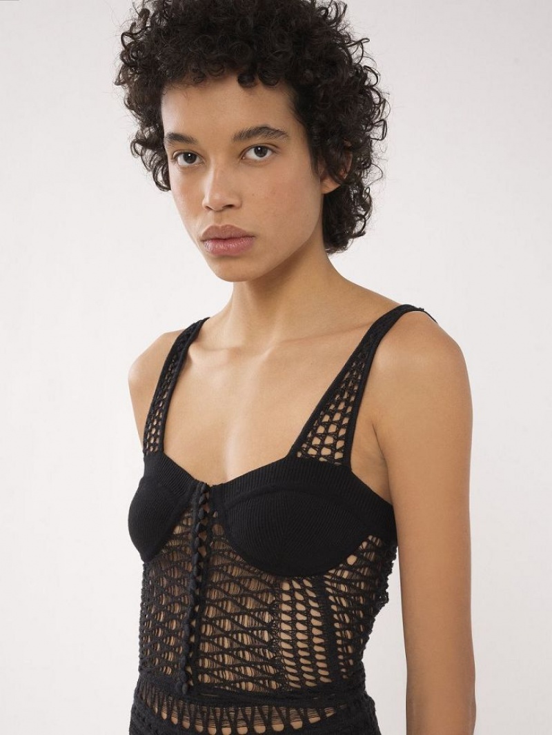Tops Chloe De Punto Bustier Negros | CHE-SR13890