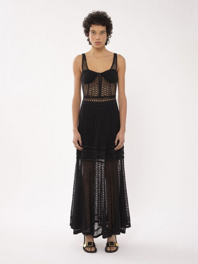 Tops Chloe De Punto Bustier Negros | CHE-SR13890