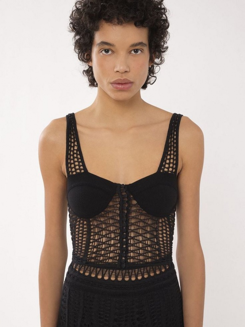 Tops Chloe De Punto Bustier Negros | CHE-SR13890