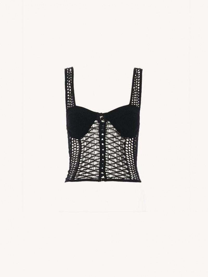 Tops Chloe De Punto Bustier Negros | CHE-SR13890