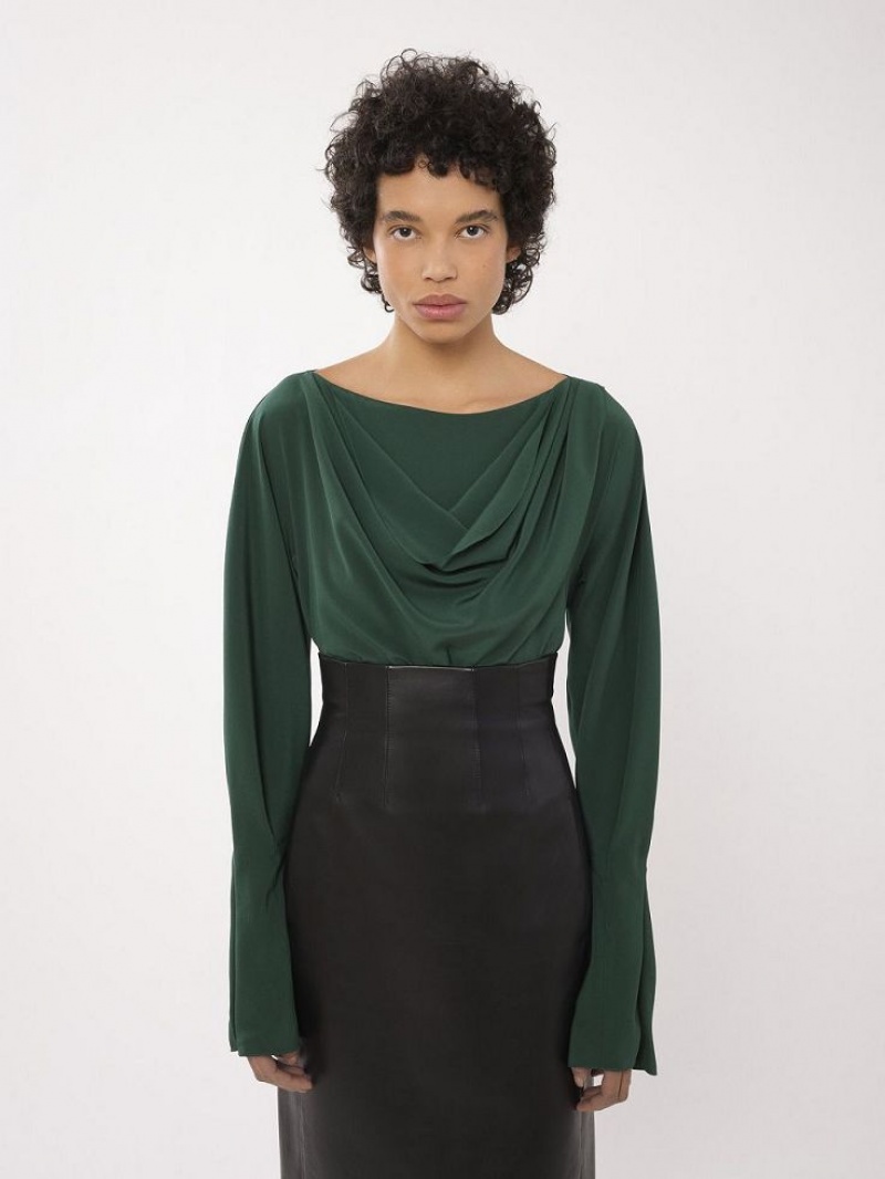 Tops Chloe Draped Verdes Oscuro | CHE-SR13905