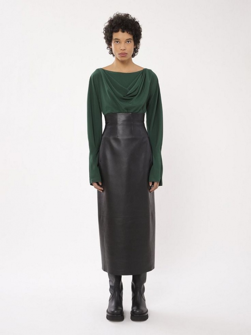 Tops Chloe Draped Verdes Oscuro | CHE-SR13905