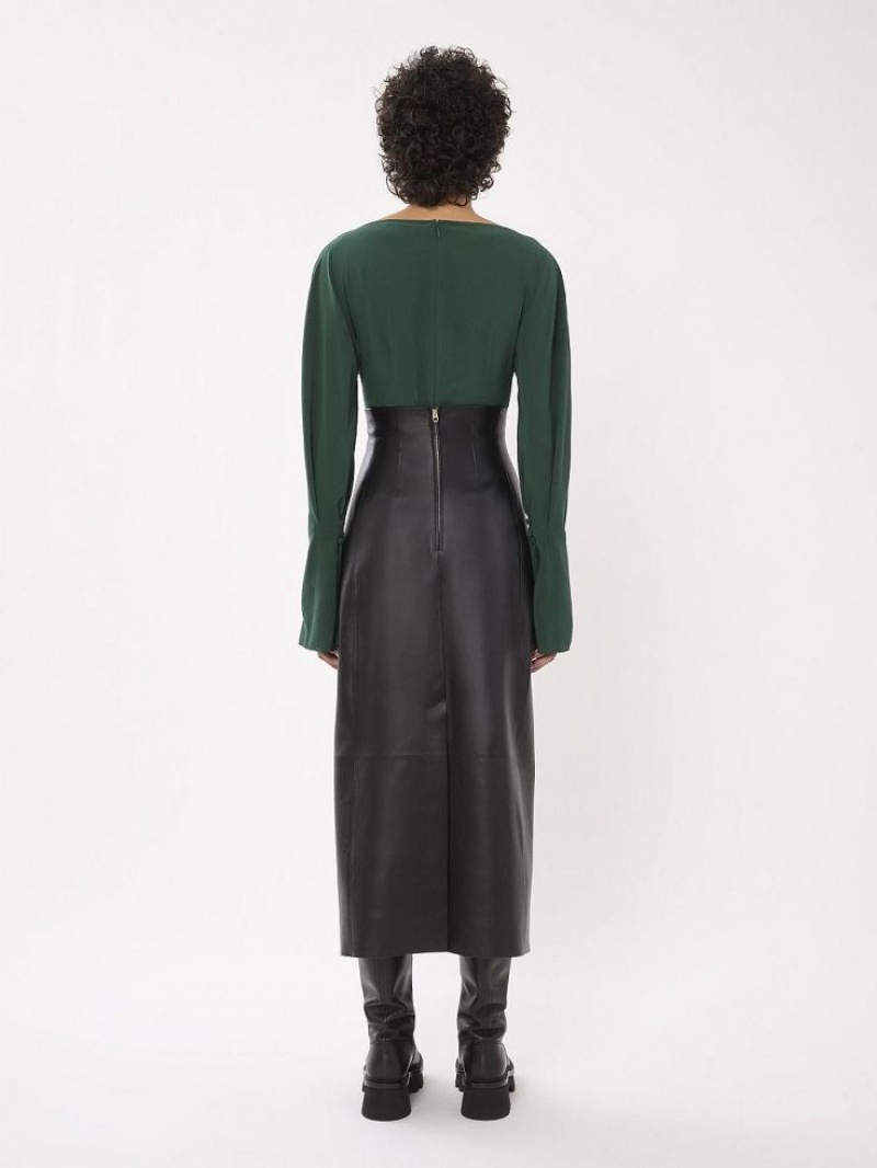 Tops Chloe Draped Verdes Oscuro | CHE-SR13905