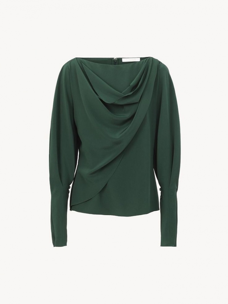 Tops Chloe Draped Verdes Oscuro | CHE-SR13905