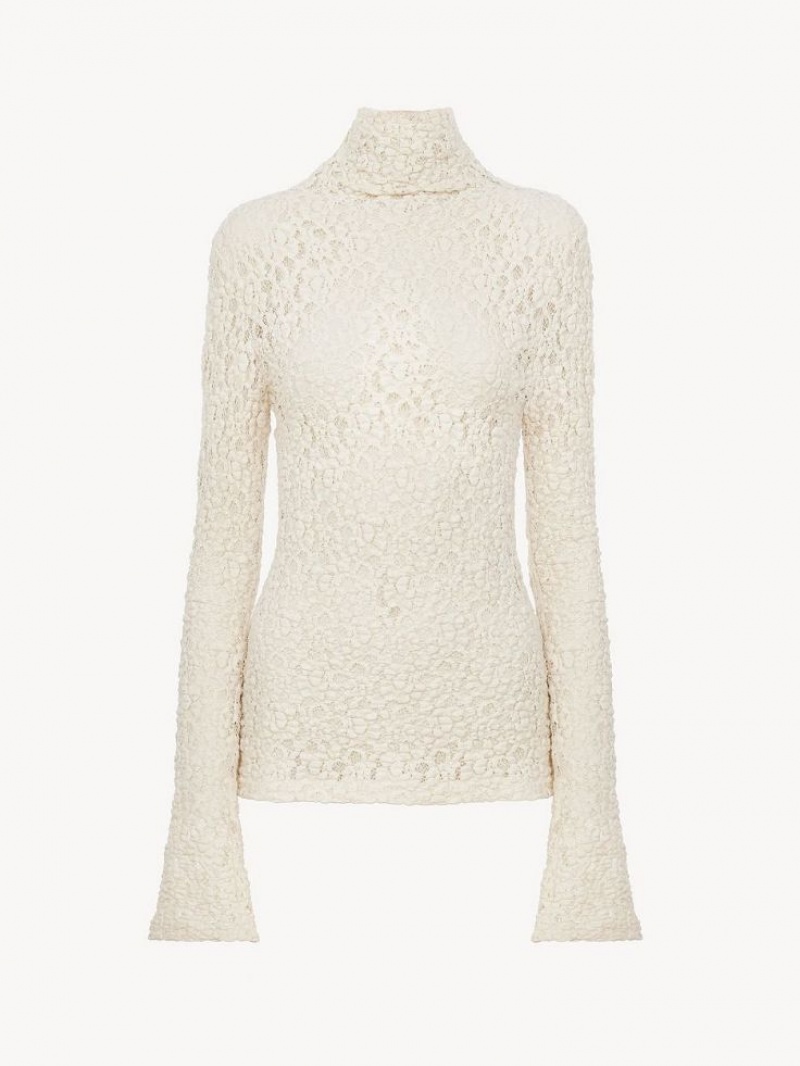 Tops Chloe Fitted Turtleneck Blancos | CHE-SR13908