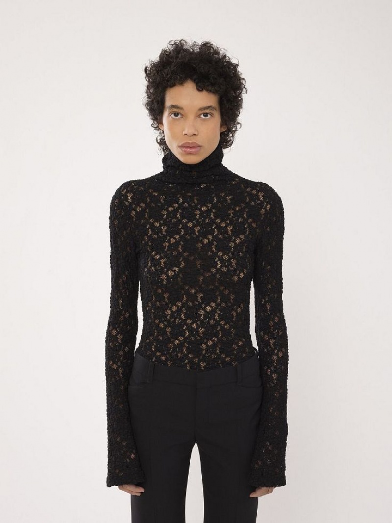 Tops Chloe Fitted Turtleneck Negros | CHE-SR13911
