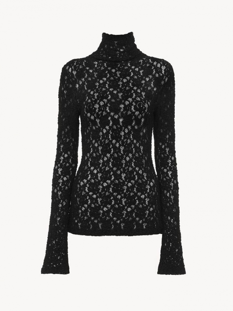 Tops Chloe Fitted Turtleneck Negros | CHE-SR13911