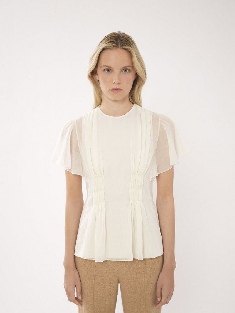 Tops Chloe Wing-sleeve Blancos | CHE-SR13912