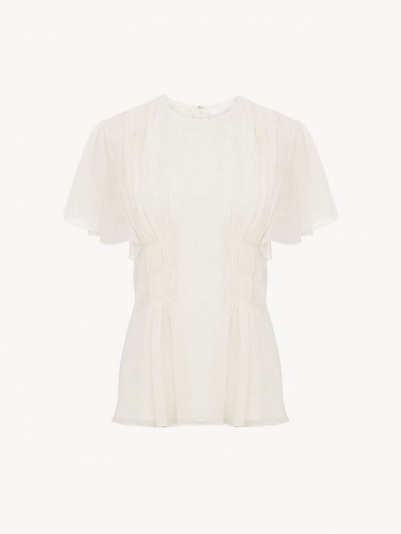 Tops Chloe Wing-sleeve Blancos | CHE-SR13912