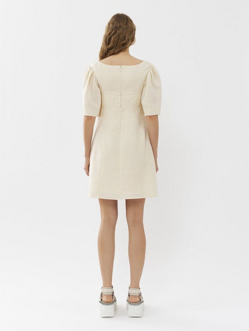 Vestido Chloe Barco-neck Mini Blancos | CHE-SR13836