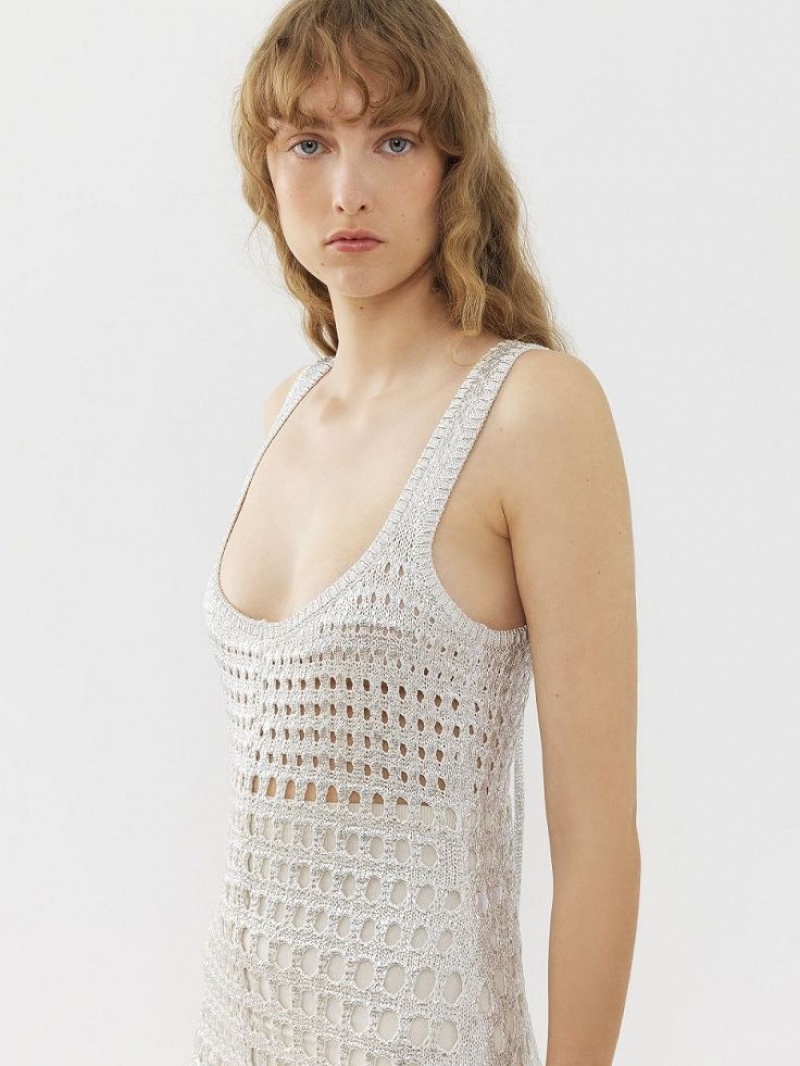 Vestido Chloe Flared Tank Plateados Grises | CHE-SR13833