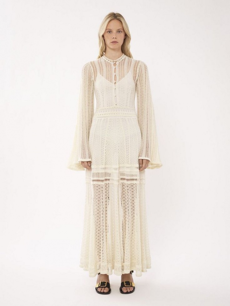 Vestido Chloe Long Flare Blancos | CHE-SR13862