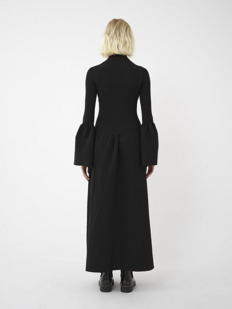 Vestido Chloe Mock-neck Knit Negros | CHE-SR13861