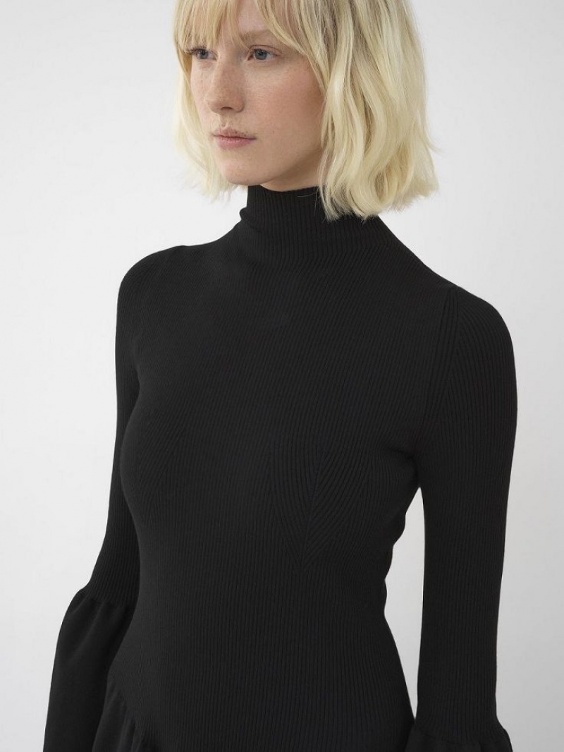 Vestido Chloe Mock-neck Knit Negros | CHE-SR13861