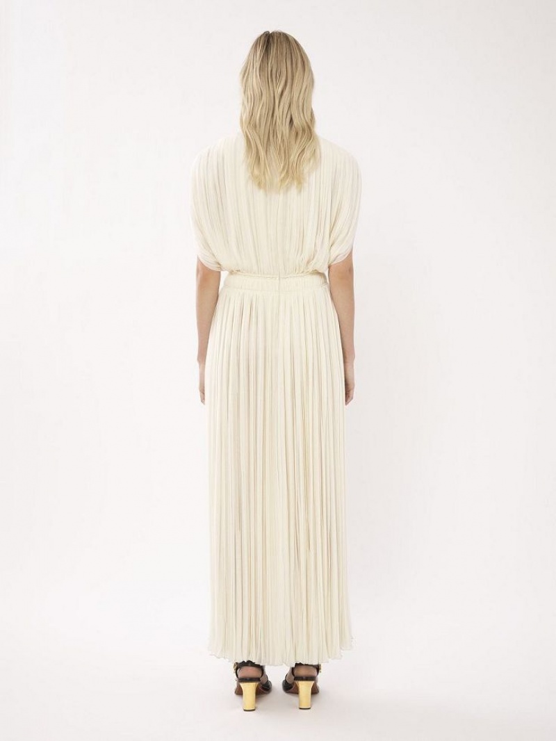 Vestido Chloe Plisado Long Blancos | CHE-SR13859