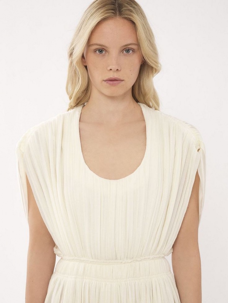 Vestido Chloe Plisado Long Blancos | CHE-SR13859