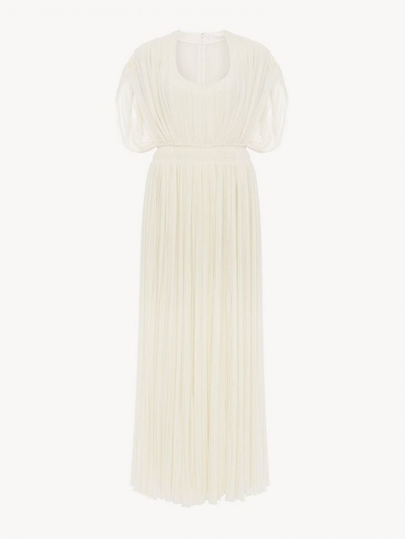 Vestido Chloe Plisado Long Blancos | CHE-SR13859