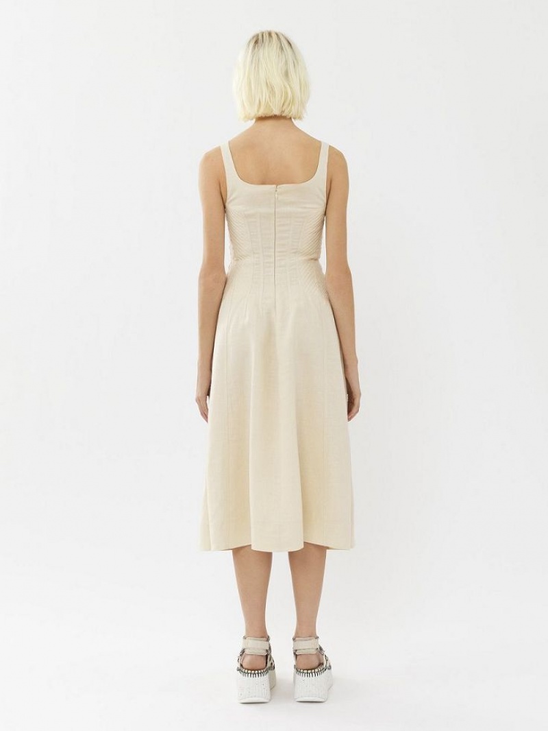 Vestido Chloe Sin Manga Midi Blancos | CHE-SR13843