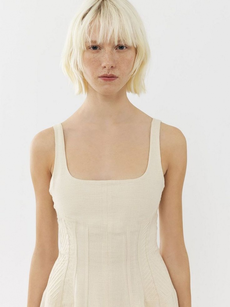 Vestido Chloe Sin Manga Midi Blancos | CHE-SR13843