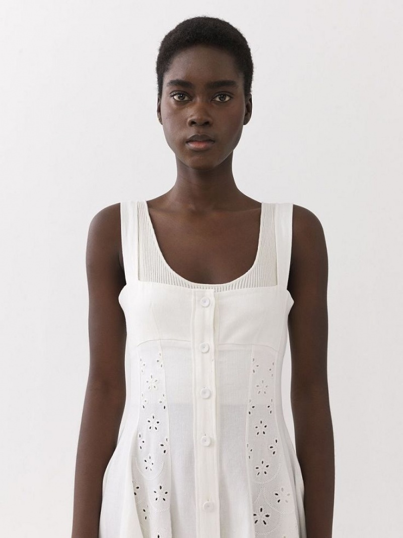 Vestido Chloe Sin Manga Midi Blancos | CHE-SR13848
