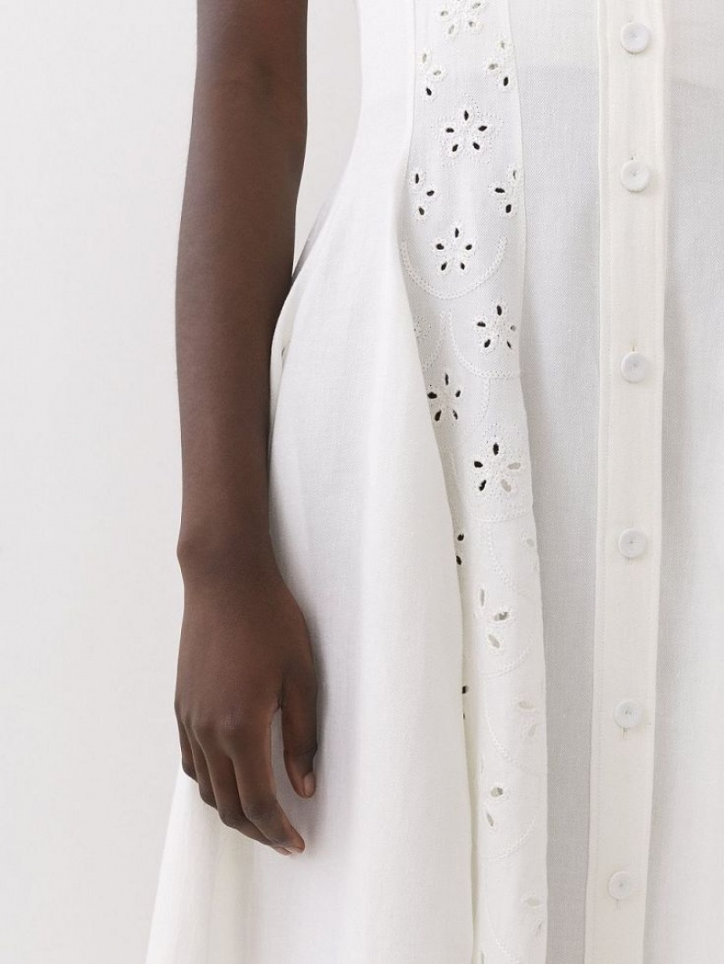 Vestido Chloe Sin Manga Midi Blancos | CHE-SR13848