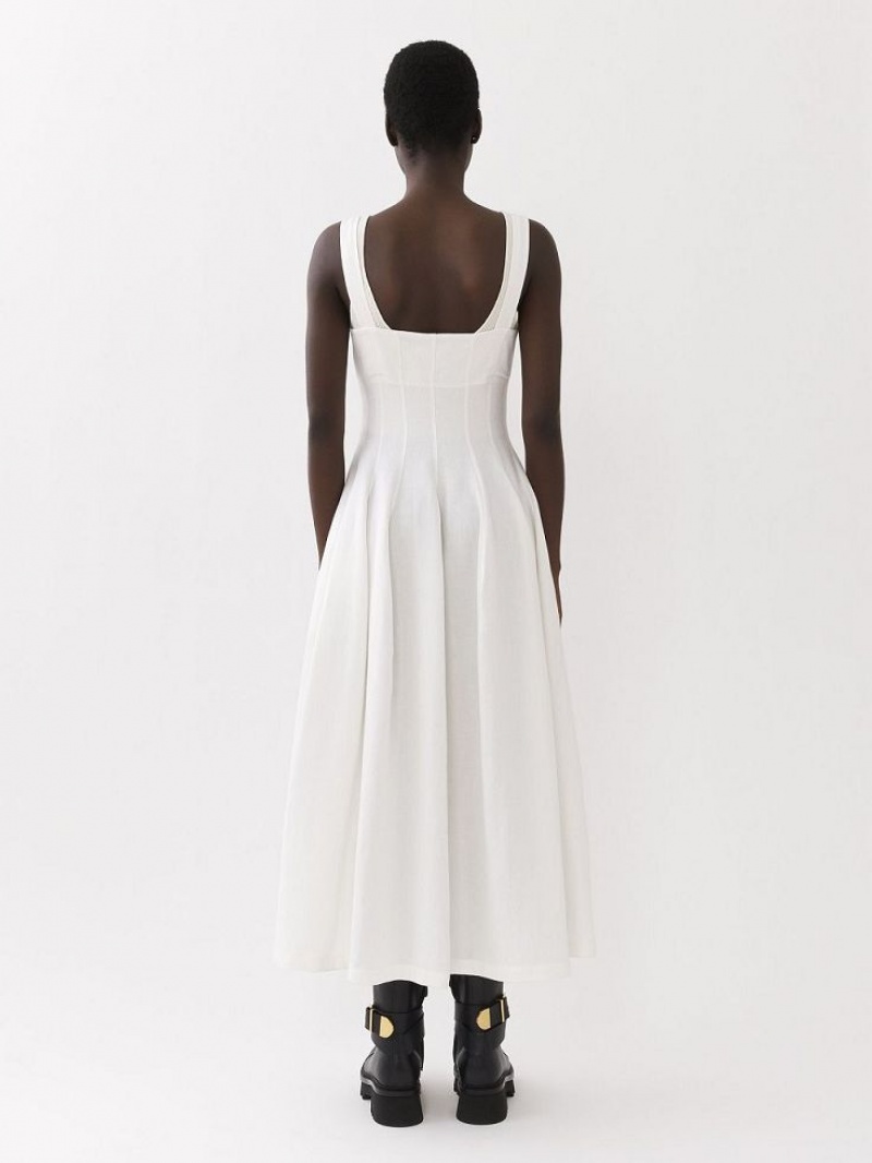 Vestido Chloe Sin Manga Midi Blancos | CHE-SR13848