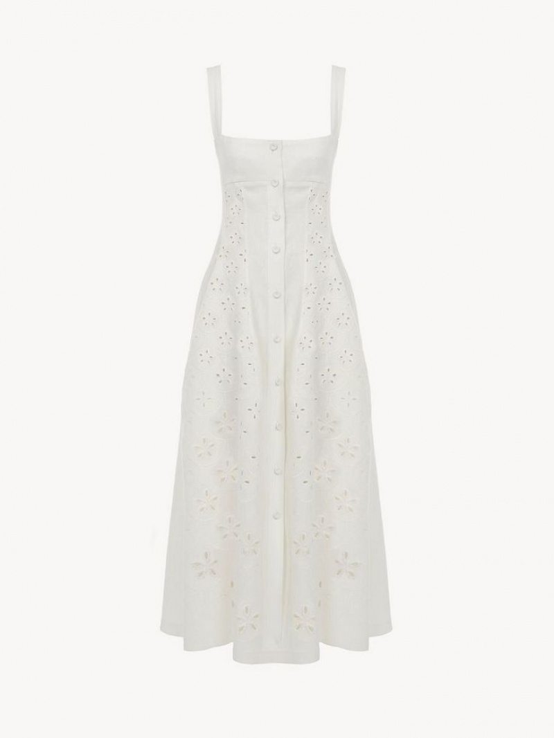 Vestido Chloe Sin Manga Midi Blancos | CHE-SR13848