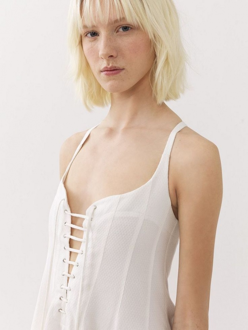 Vestido Chloe Sin Manga Midi Blancos | CHE-SR13851