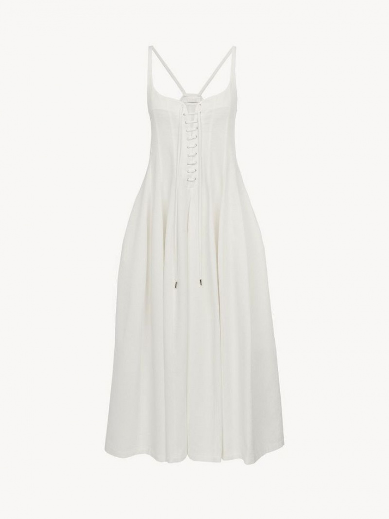 Vestido Chloe Sin Manga Midi Blancos | CHE-SR13851