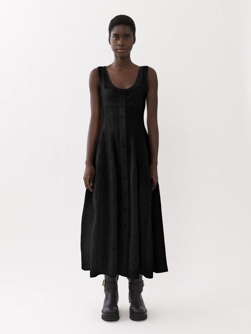 Vestido Chloe Sin Manga Midi Negros | CHE-SR13846