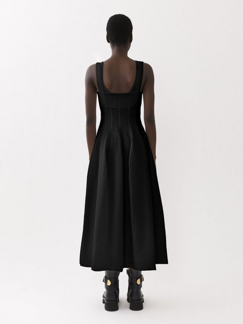 Vestido Chloe Sin Manga Midi Negros | CHE-SR13846