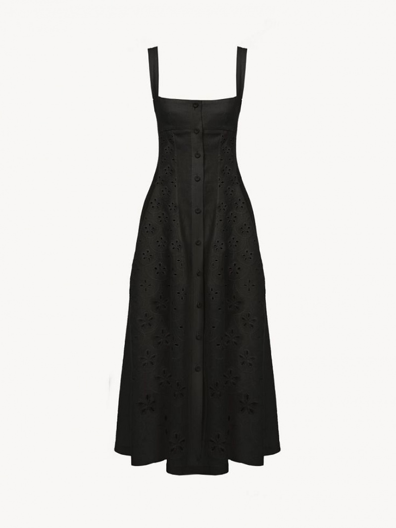 Vestido Chloe Sin Manga Midi Negros | CHE-SR13846