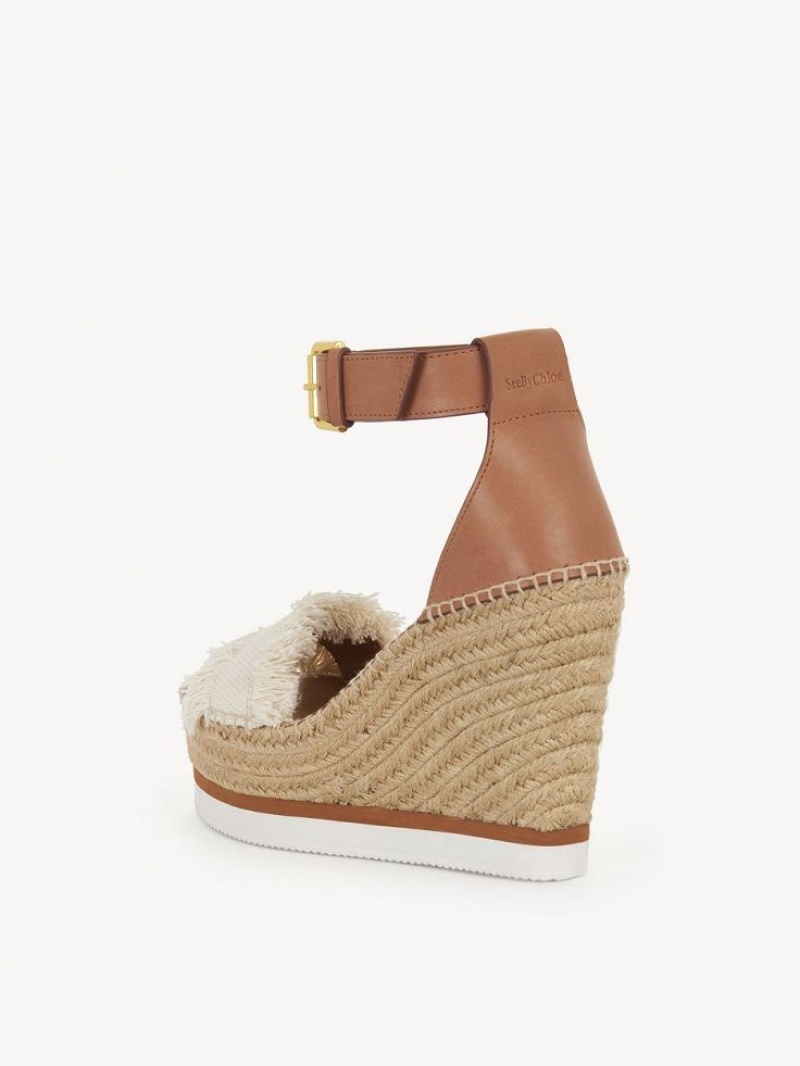 Wedge Chloe Glyn Fringed Alpargata Blancos | CHE-SR14804