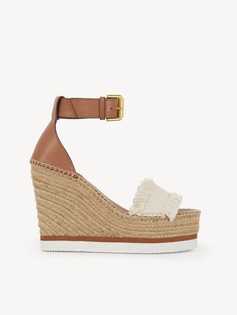 Wedge Chloe Glyn Fringed Alpargata Blancos | CHE-SR14804