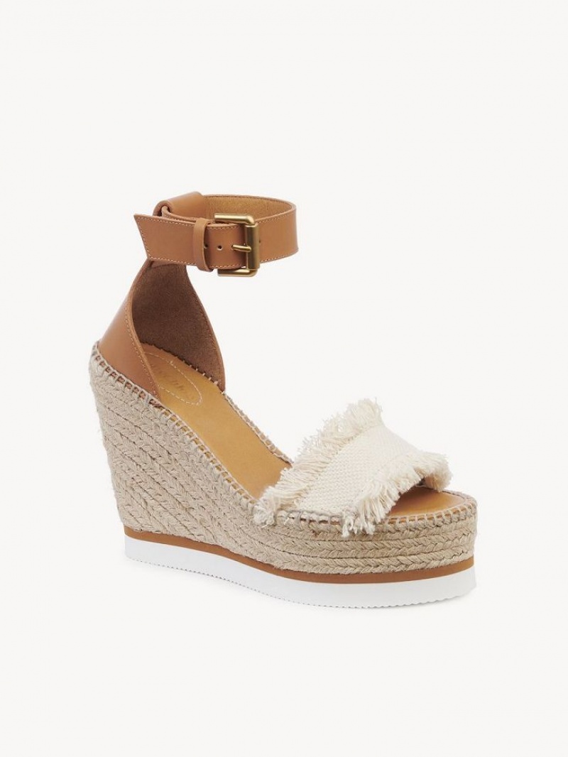 Wedge Chloe Glyn Fringed Alpargata Blancos | CHE-SR14842