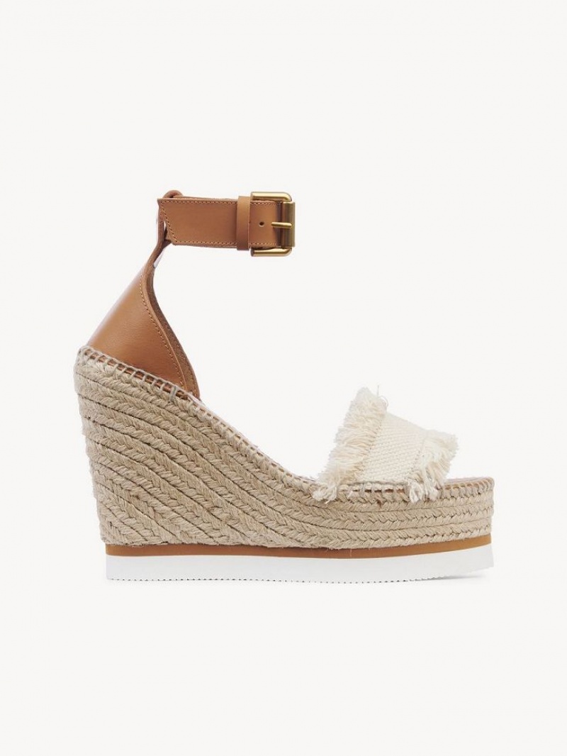 Wedge Chloe Glyn Fringed Alpargata Blancos | CHE-SR14842